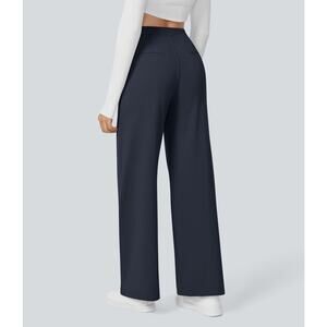 Halara High Waist Straight Leg Work Pants Stretch Comfort Midnight Blue L Petite